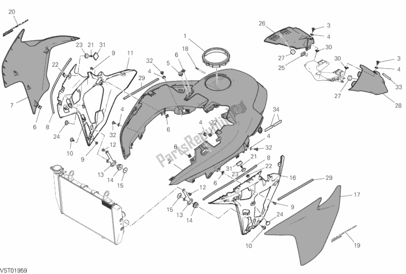All parts for the 34a - Fairing of the Ducati Multistrada 950 S SW Brasil 2020